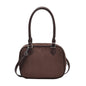 Brown suede handbag with top handle and detachable strap, stylish women's fashion accessory