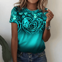 Fashion Women Blouse 2023 Sexy Tops For Woman 3D Rose Printing Short Sleeve Tees Female T-shirts Plus Sized Women's Y2k Clothes - 7DAY'S