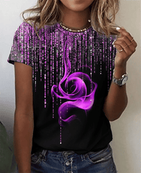 Fashion Women Blouse 2023 Sexy Tops For Woman 3D Rose Printing Short Sleeve Tees Female T-shirts Plus Sized Women's Y2k Clothes - 7DAY'S