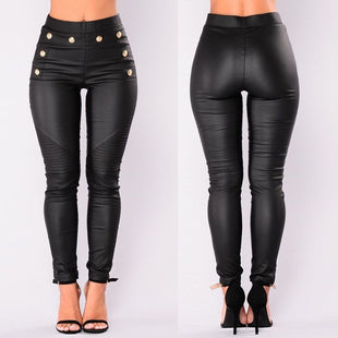 Fashion Women Skinny Faux Leather Stretch Jeggings Trousers Jeans Pants Leggings Black - 7DAY'S