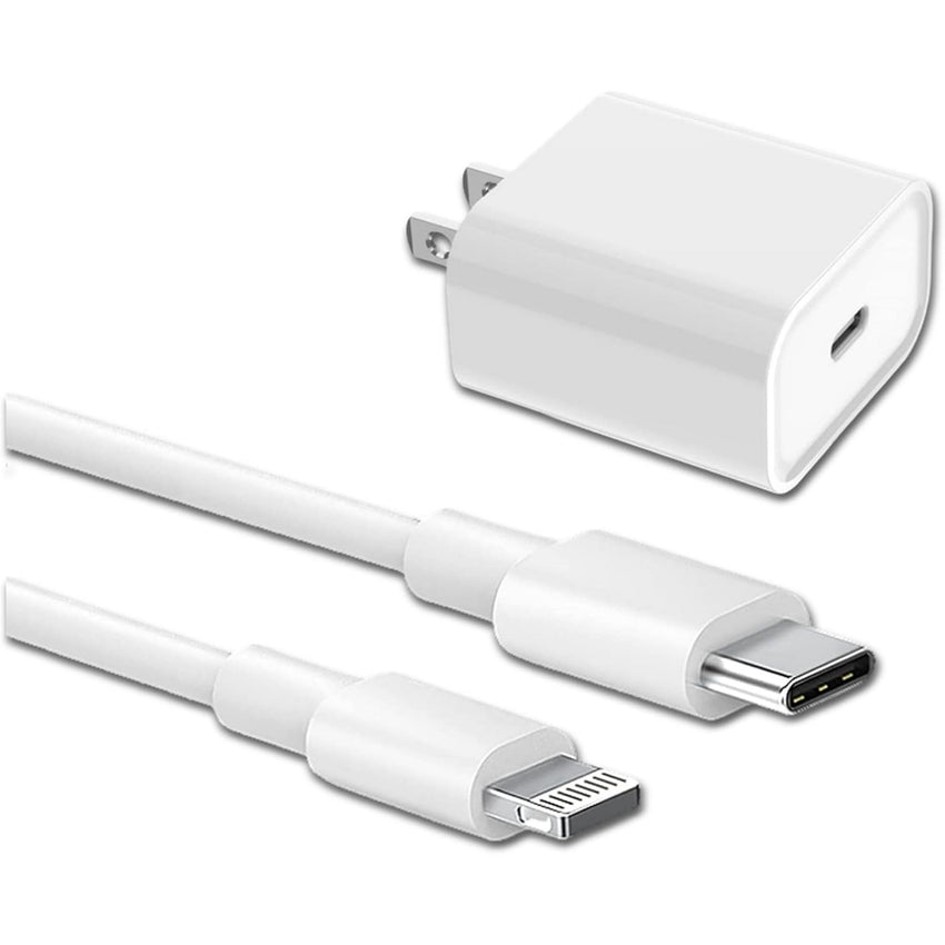 Fast Charger with 20W PD USB C Wall Adapter with 3.3FT Type C to Lightning Cable Compatible with iPhone 14 13 12 11 Pro Max XR XS X,iPad - White - 7DAY'S