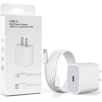 Fast Charger with 20W PD USB C Wall Adapter with 3.3FT Type C to Lightning Cable Compatible with iPhone 14 13 12 11 Pro Max XR XS X,iPad - White - 7DAY'S