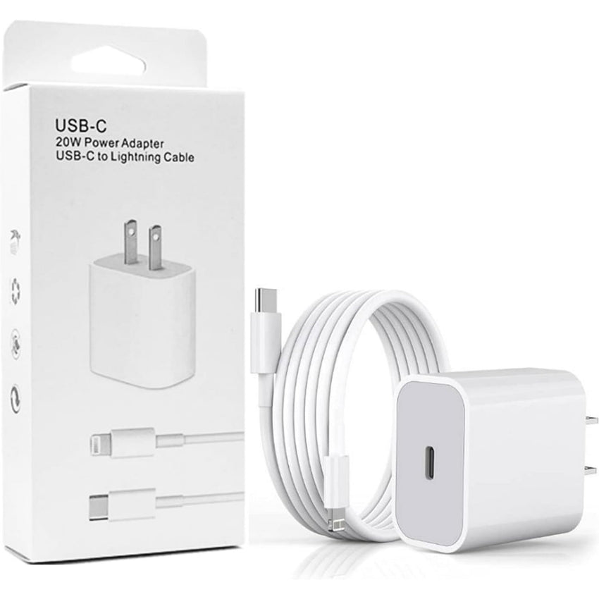 Fast Charger with 20W PD USB C Wall Adapter with 3.3FT Type C to Lightning Cable Compatible with iPhone 14 13 12 11 Pro Max XR XS X,iPad - White - 7DAY'S