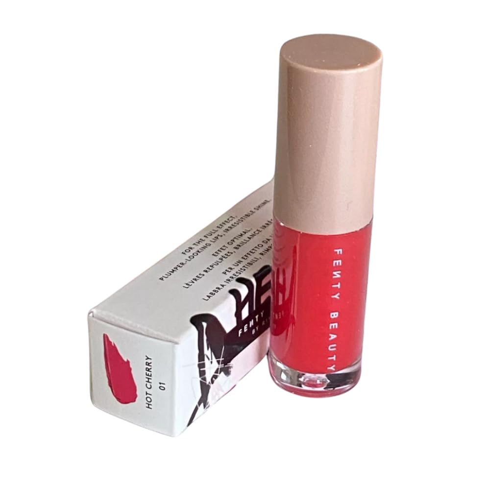 FENTY BEAUTY Gloss Bomb Heat Universal Lip Luminizer and Plumper Travel 2ml (Hot Cherry, .07OZ) - 7DAY'S