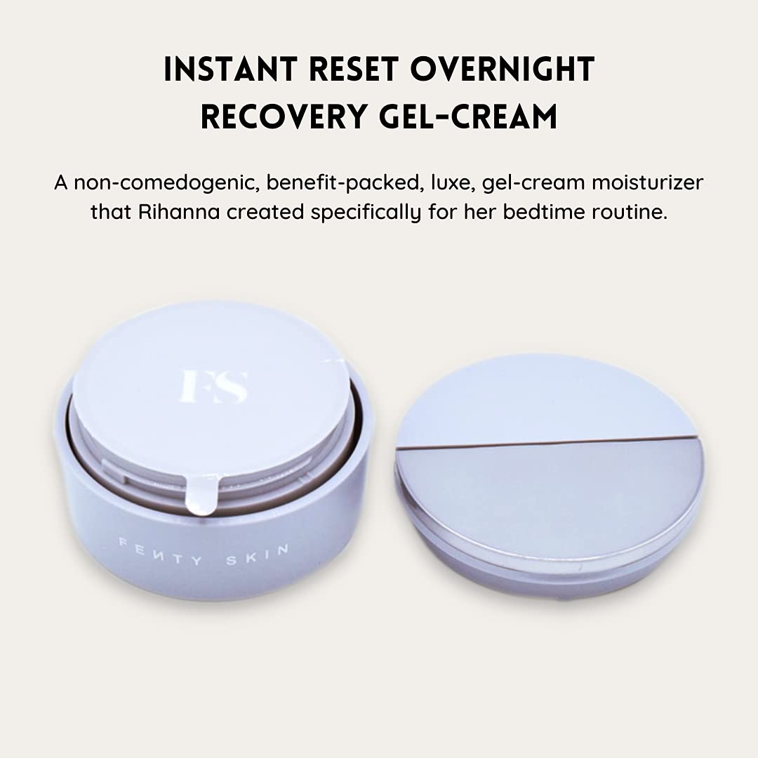 Fenty Skin Instant Reset Overnight Recovery Gel - Cream - Hydrating Night Face Moisturizer with Hyaluronic Acid, Facial Skin Care for Fine Lines, Wrinkles, Dry and Dull Skin - 7DAY'S