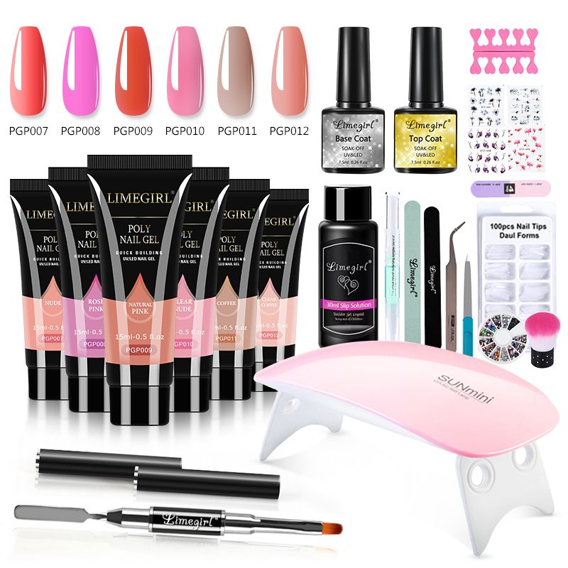 Fingernail Gel Polish Products Set Manicure Cuticle Pusher Tips Finger Extend Mold Glue Poly Nail Accessories Art Brush Tool Kit - 7DAY'S