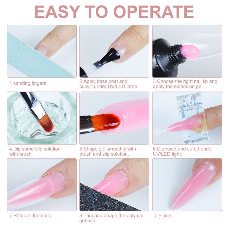 Fingernail Gel Polish Products Set Manicure Cuticle Pusher Tips Finger Extend Mold Glue Poly Nail Accessories Art Brush Tool Kit - 7DAY'S
