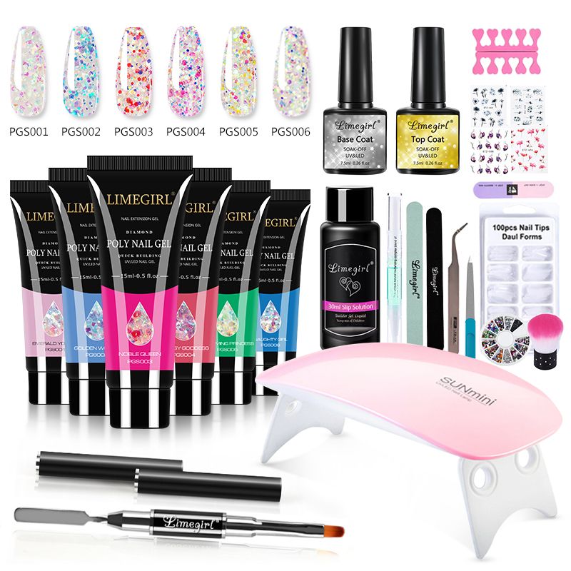Fingernail Gel Polish Products Set Manicure Cuticle Pusher Tips Finger Extend Mold Glue Poly Nail Accessories Art Brush Tool Kit - 7DAY'S