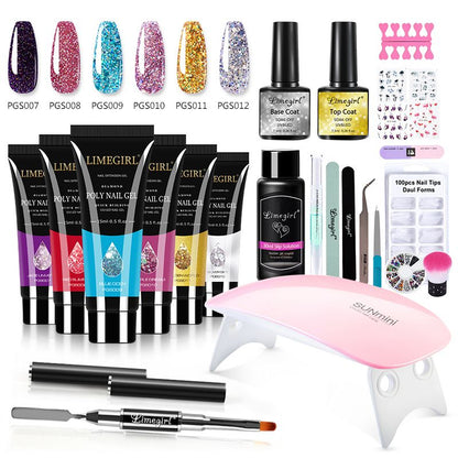 Fingernail Gel Polish Products Set Manicure Cuticle Pusher Tips Finger Extend Mold Glue Poly Nail Accessories Art Brush Tool Kit - 7DAY'S