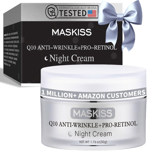 Firming Neck Cream & Anti-Wrinkle Night Cream with Coenzyme Q10 + Pro-Retinol, Unscented Skin Firming Neck Cream, Anti Aging Facial Moisturizer for Sensitive Skin, 1.76 Oz Jar