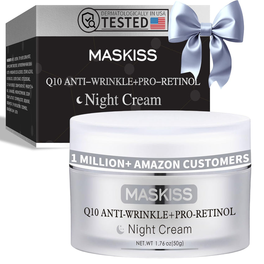 Firming Neck Cream & Anti - Wrinkle Night Cream with Coenzyme Q10 + Pro - Retinol, Unscented Skin Firming Neck Cream, Anti Aging Facial Moisturizer for Sensitive Skin, 1.76 Oz Jar - 7DAY'S