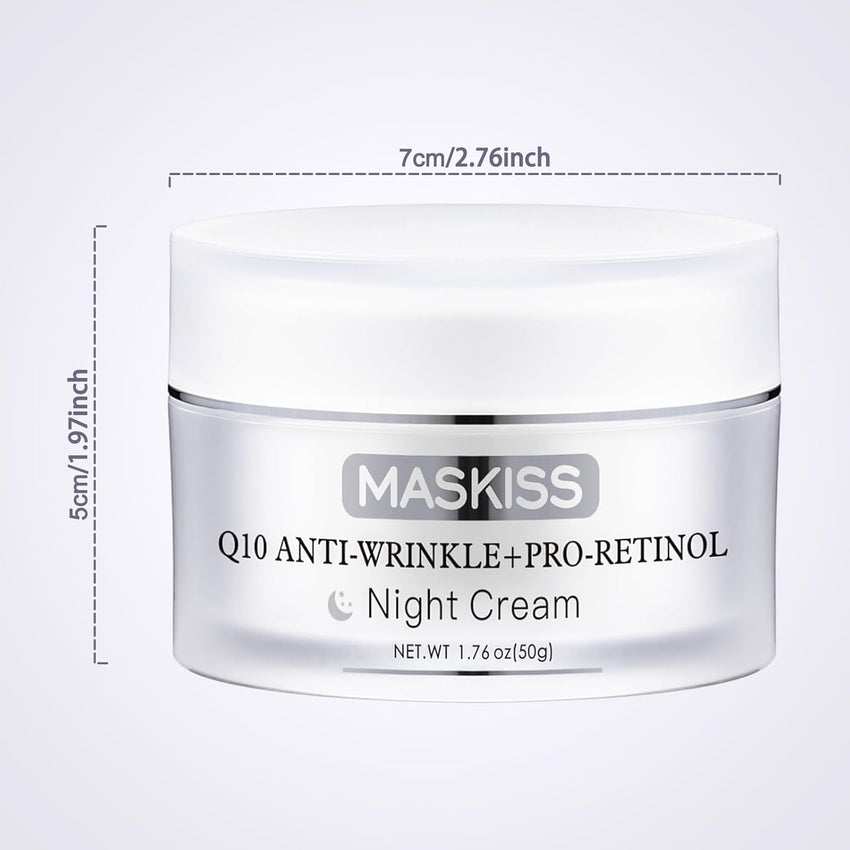 Firming Neck Cream & Anti - Wrinkle Night Cream with Coenzyme Q10 + Pro - Retinol, Unscented Skin Firming Neck Cream, Anti Aging Facial Moisturizer for Sensitive Skin, 1.76 Oz Jar - 7DAY'S