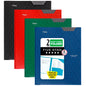 Five Star 2 - Pocket Folder, 4 Pack, Plastic Folder with Stay - Put Tabs and Prong Fasteners, Holds 8 - 1/2" x 11" Paper, Black, Fire Red, Forest Green, Pacific Blue (38048) - 7DAY'S