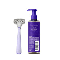 Flamingo Razor Shaving Set for Women - 5 - Blade Razor, Nourishing Shave Oil, and Shower Holder - Lilac - 7DAY'S