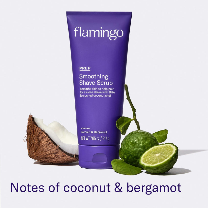 Flamingo Razor Shaving Set for Women - 5 - Blade Razor, Nourishing Shave Oil, and Shower Holder - Lilac - 7DAY'S