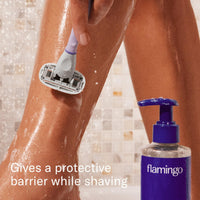 Flamingo Razor Shaving Set for Women - 5 - Blade Razor, Nourishing Shave Oil, and Shower Holder - Lilac - 7DAY'S