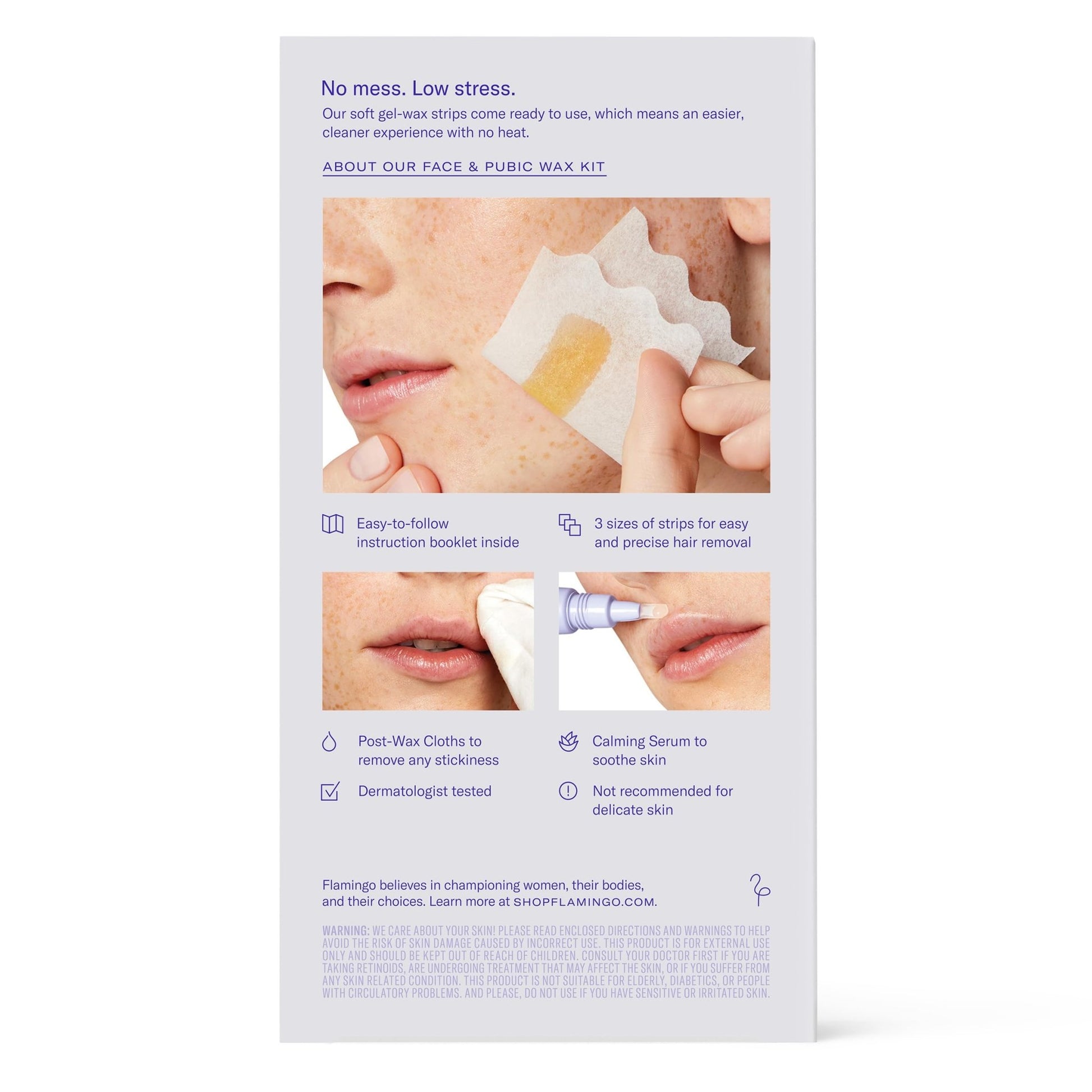 Flamingo Women Face Waxing Kit, Facial Waxing Kit with 20 Wax Strips for Face, 8 Post - Wax Cloths, and 1 Post - Wax Serum, Pack of 2 - 7DAY'S