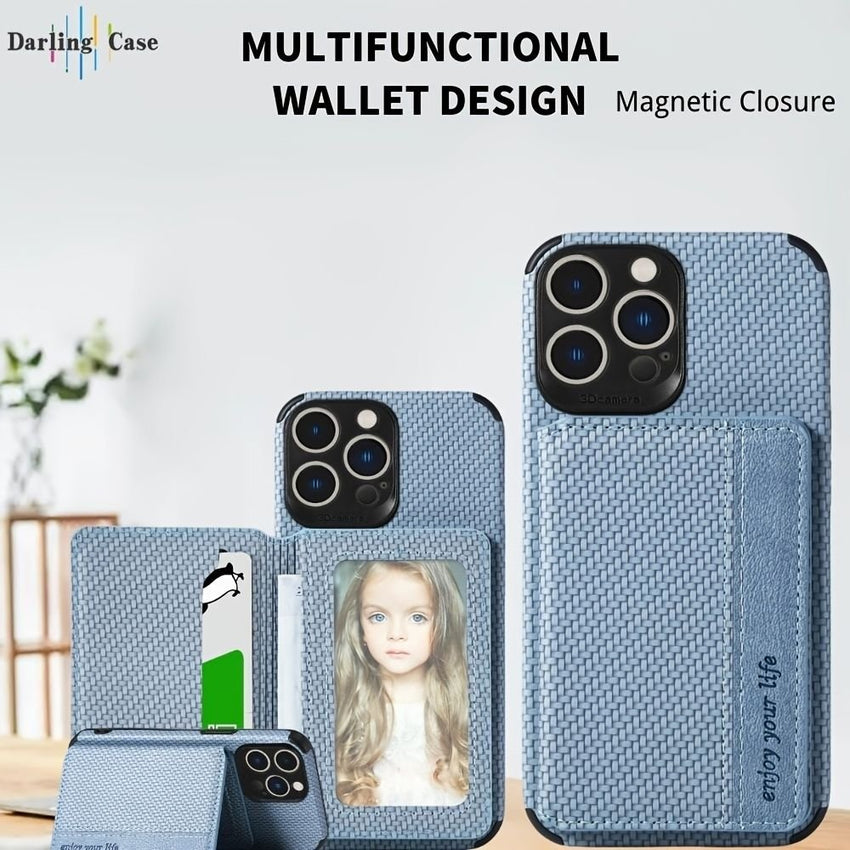 Flip Leather Phone Cover Card Slot Holder Woven Phone Case With Kickstand For IPhone14/14Plus/14Pro/14Pro Max; IPhone13/13Mini/13Pro/13Pro Max; IPhone12 series; IPhone11 series; IPhone X series - 7DAY'S