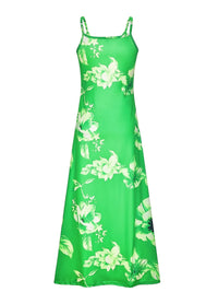 Floral Print Spaghetti Dress; Casual Crew Neck Ankle Cami Dress; Women's Clothing - 7DAY'S