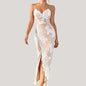Floral Sequined Dress, Sexy Spaghetti Strap Sleeveless Party Dress, Women's Clothing - 7DAY'S