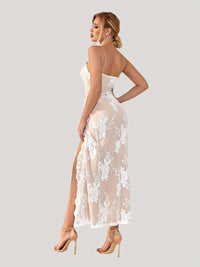 Floral Sequined Dress, Sexy Spaghetti Strap Sleeveless Party Dress, Women's Clothing - 7DAY'S