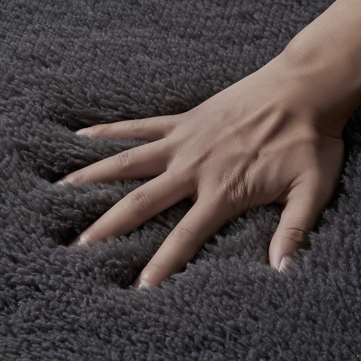 Fluffy Luxury Large Area Rug, Non - Skid Fleece Carpets For Bedroom,Living/Kids Room ,Home Décor, Soft Plush Furry, Floor Rug (5x7 Feet, Grey),Washable - 7DAY'S