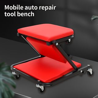 Foldable Creeper, 2 - in - 1 Rolling Garage Z Creeper Car & Seat, 36" Roller Mechanics Under Car Chair, 330 LBS Weight Capacity Heavy Duty - 7DAY'S