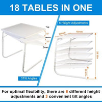 Foldable Tray Table Portable Sofa TV Tray 6 Heights 3 Angles Laptop Desk Adjustable Eating Dinner Coffee for Bed Dorm Home - 7DAY'S