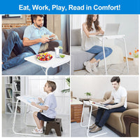 Foldable Tray Table Portable Sofa TV Tray 6 Heights 3 Angles Laptop Desk Adjustable Eating Dinner Coffee for Bed Dorm Home - 7DAY'S