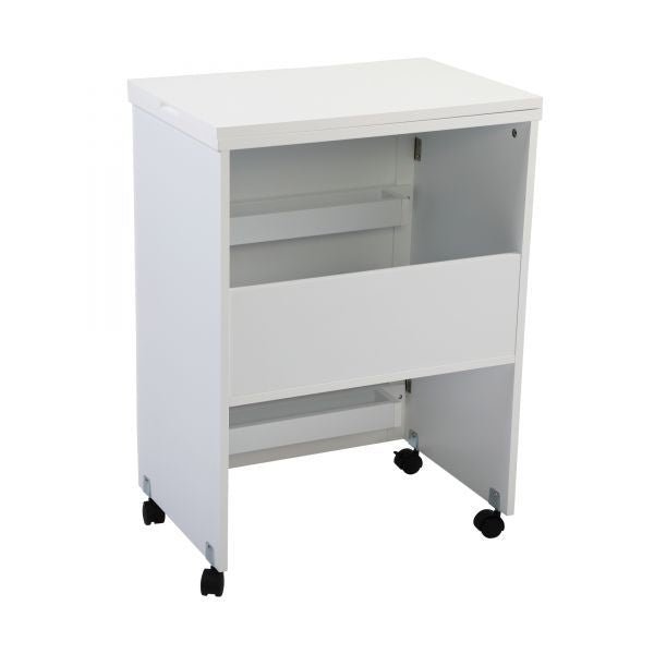 Folding Sewing Craft Cart&Sewing Cabinet Miscellaneous Sewing Kit Art Desk with Storage Shelves and Lockable Casters - White - 7DAY'S