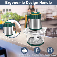 Food Processor, 5 Speed Meat Grinder Electric Food Chopper with 2 Bowls (8 Cup+8 Cup), 4 Bi - Level Blades Mini Kitchen Cutter for Vegetable, Onion, Garlic, Meat, Nuts, and Baby Food (300W Blue - 2L) - 7DAY'S