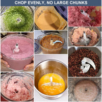Food Processor, 5 Speed Meat Grinder Electric Food Chopper with 2 Bowls (8 Cup+8 Cup), 4 Bi - Level Blades Mini Kitchen Cutter for Vegetable, Onion, Garlic, Meat, Nuts, and Baby Food (300W Blue - 2L) - 7DAY'S