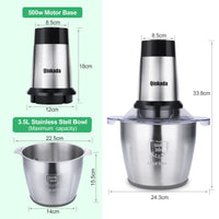Food Processor, 500W Powerful Meat Grinder, 14Cup Stainless Steel Bowl, 3 Speed Modes 4 Bi - Level Blades for Onion, Meat, Nuts, Fruit, Garlic, Vegetable, Baby Food - 7DAY'S