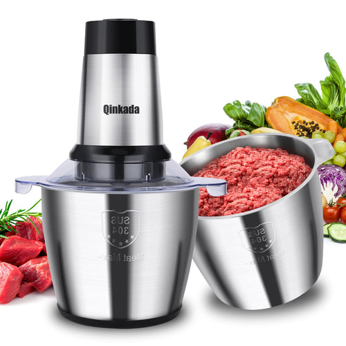 Food Processor, 500W Powerful Meat Grinder, 14Cup Stainless Steel Bowl, 3 Speed Modes 4 Bi - Level Blades for Onion, Meat, Nuts, Fruit, Garlic, Vegetable, Baby Food - 7DAY'S