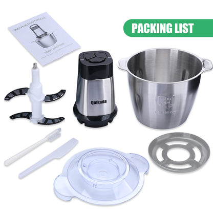 Food Processor, 500W Powerful Meat Grinder, 14Cup Stainless Steel Bowl, 3 Speed Modes 4 Bi - Level Blades for Onion, Meat, Nuts, Fruit, Garlic, Vegetable, Baby Food - 7DAY'S