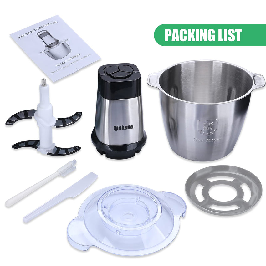 Food Processor, 500W Powerful Meat Grinder, 14Cup Stainless Steel Bowl, 3 Speed Modes 4 Bi - Level Blades for Onion, Meat, Nuts, Fruit, Garlic, Vegetable, Baby Food - 7DAY'S