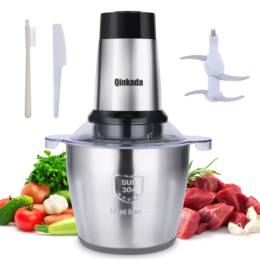 Food Processor, 500W Powerful Meat Grinder, 14Cup Stainless Steel Bowl, 3 Speed Modes 4 Bi - Level Blades for Onion, Meat, Nuts, Fruit, Garlic, Vegetable, Baby Food - 7DAY'S
