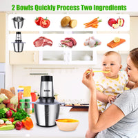 Food Processor, 500W Powerful Meat Grinder, 14Cup Stainless Steel Bowl, 3 Speed Modes 4 Bi - Level Blades for Onion, Meat, Nuts, Fruit, Garlic, Vegetable, Baby Food - 7DAY'S