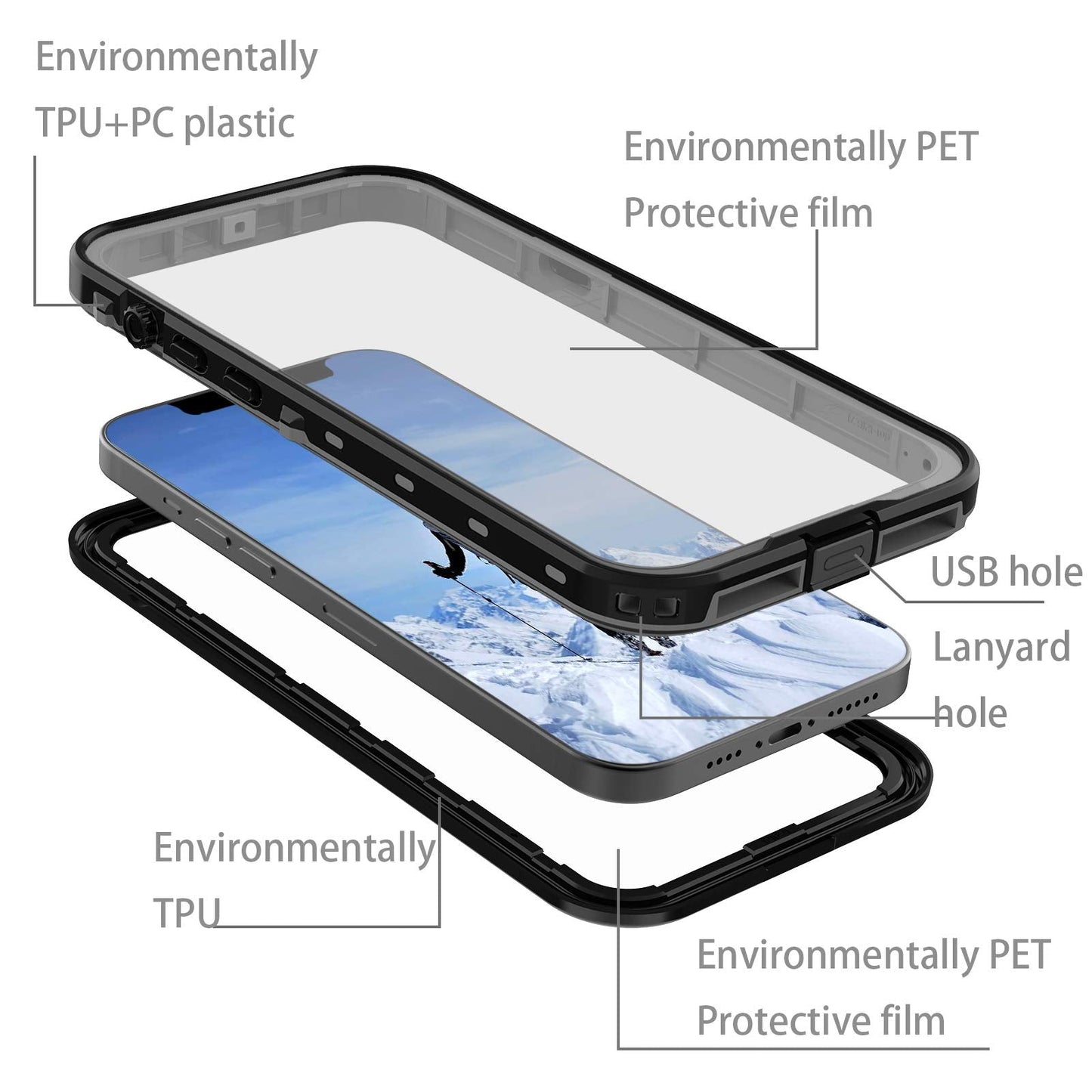 for Waterproof iPhone 11 Pro Max Case - Full Body Bumper Case Waterproof Rugged Protection with Built - in Screen Black - 7DAY'S