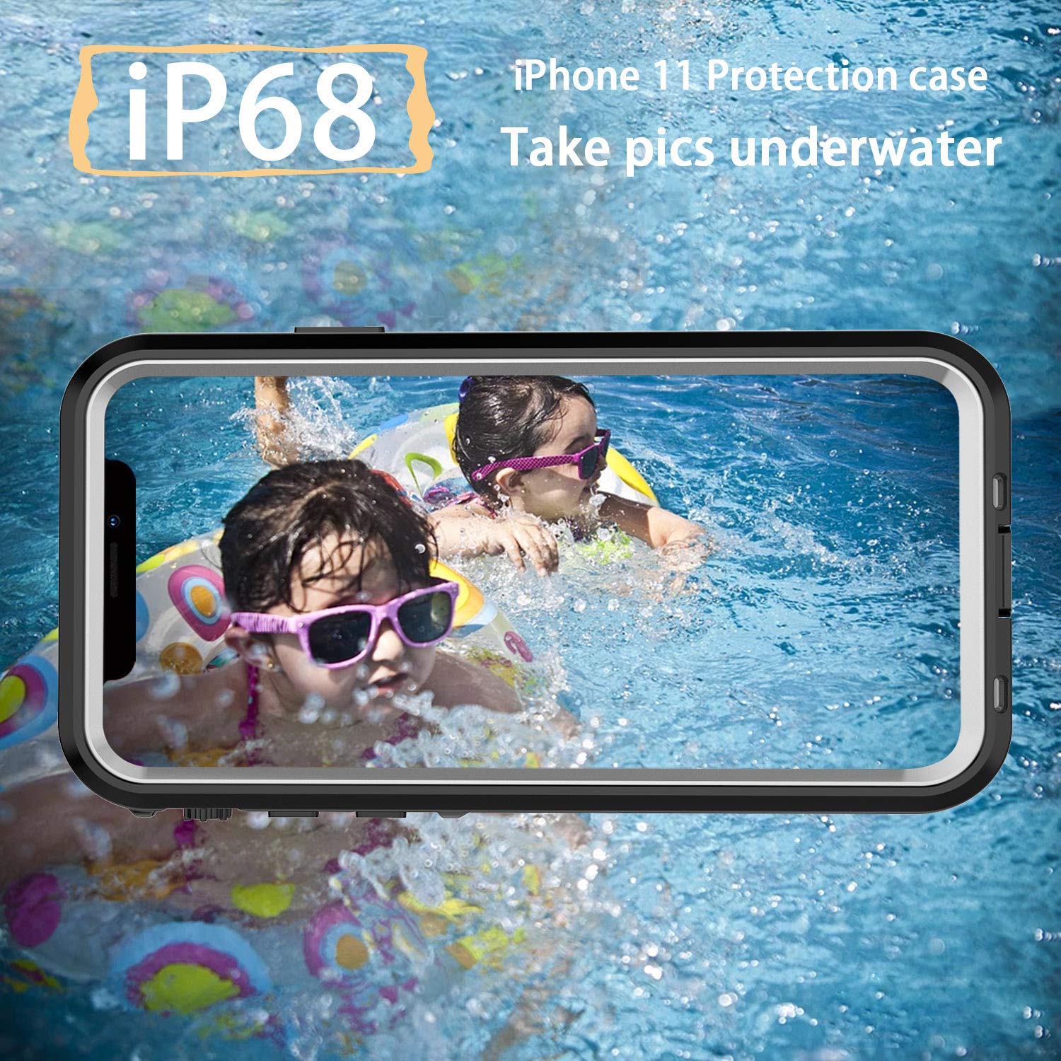 for Waterproof iPhone 11 Pro Max Case - Full Body Bumper Case Waterproof Rugged Protection with Built - in Screen Black - 7DAY'S
