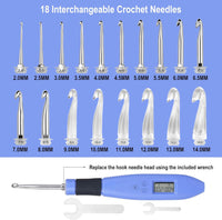 Foxyoo Crochet Hooks Set - 18 Pcs Interchangeable Ergonomic Crochet Hook Kit for Crocheting Beginners and Enthusiasts - 7DAY'S