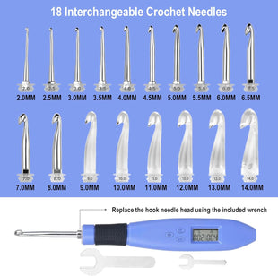 Foxyoo Crochet Hooks Set - 18 Pcs Interchangeable Ergonomic Crochet Hook Kit for Crocheting Beginners and Enthusiasts - 7DAY'S