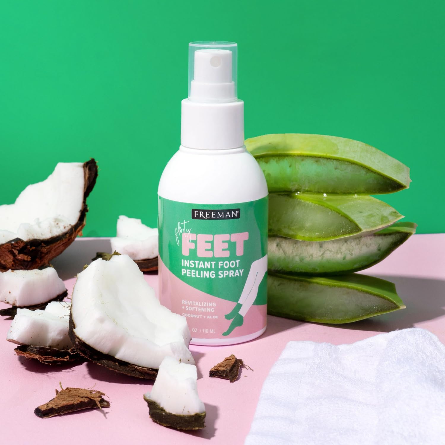 Freeman Flirty Feet Instant Foot Peeling Spray, Exfoliating Foot Mask For Summer, Moisturizing & Smooth Dry, Cracked Heels, Remove Dead Skin Quickly, Cruelty - Free & Vegan, 4 fl.oz./ 118 ml Bottle - 7DAY'S