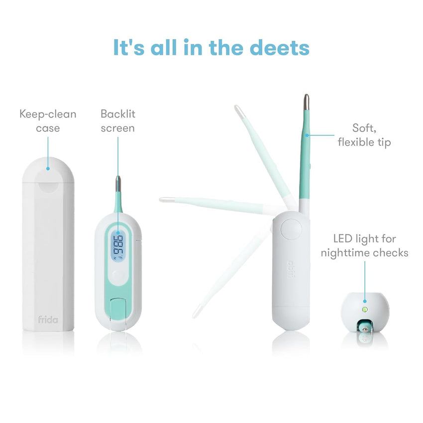 Frida Baby 3 - in - 1 Rectal, Underarm & Oral Thermometer for Kids, Digital Baby Thermometer for Infants, Toddlers, & Kids - 7DAY'S