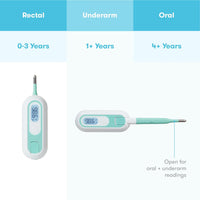 Frida Baby 3 - in - 1 Rectal, Underarm & Oral Thermometer for Kids, Digital Baby Thermometer for Infants, Toddlers, & Kids - 7DAY'S