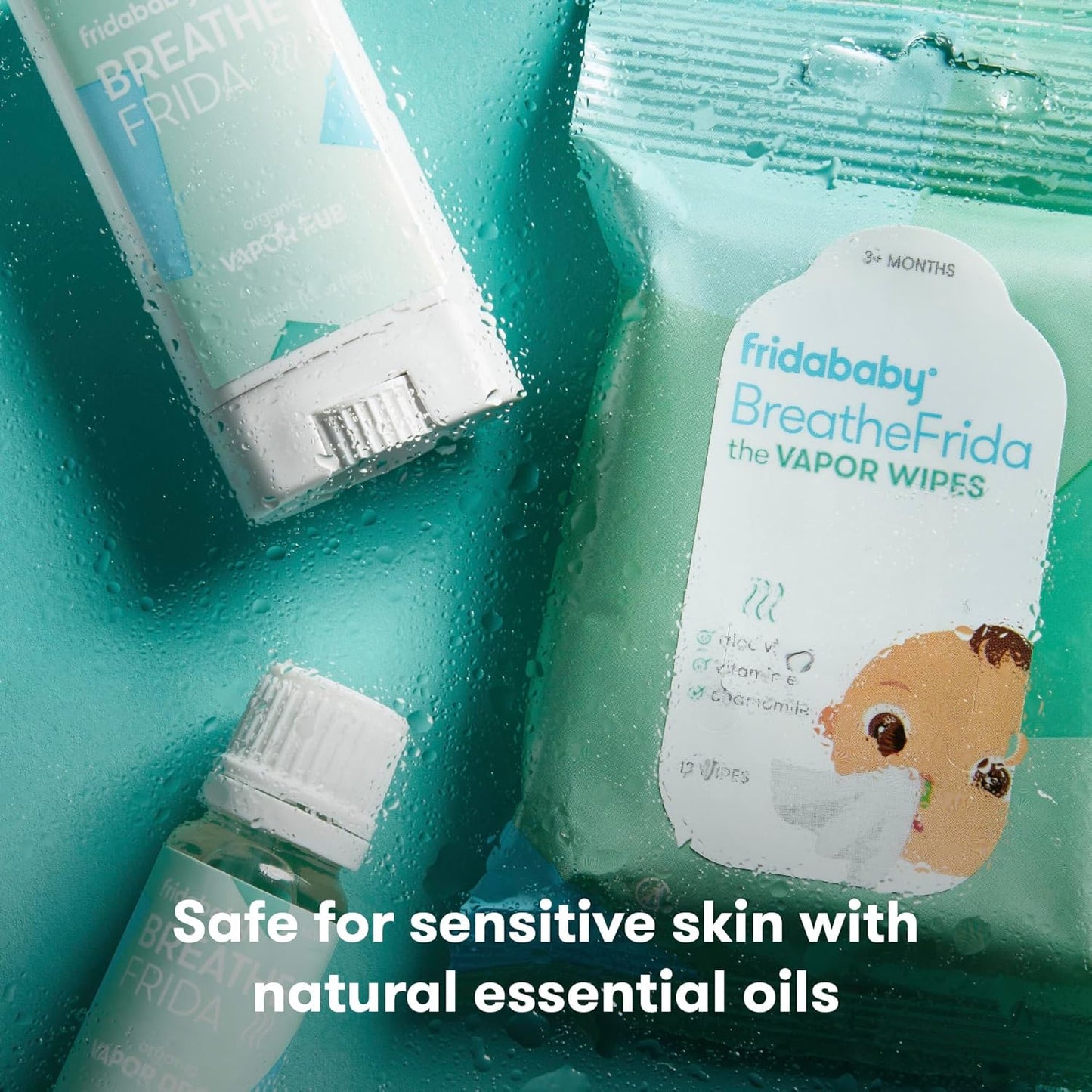 Frida Baby Breathe Easy Kit Sick Day Baby Essentials - Vapor Wipes, Vapor Rub + Organic Vapor Drops to Help Baby Breathe Easy, Natural Baby Congestion Relief - 7DAY'S