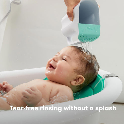 Frida Baby Control The Flow Bath Rinse Cup, Tear Free Rinser to Wash Hair and Body with Easy Grip Handle and Removable Rain Shower, Made in USA - 7DAY'S