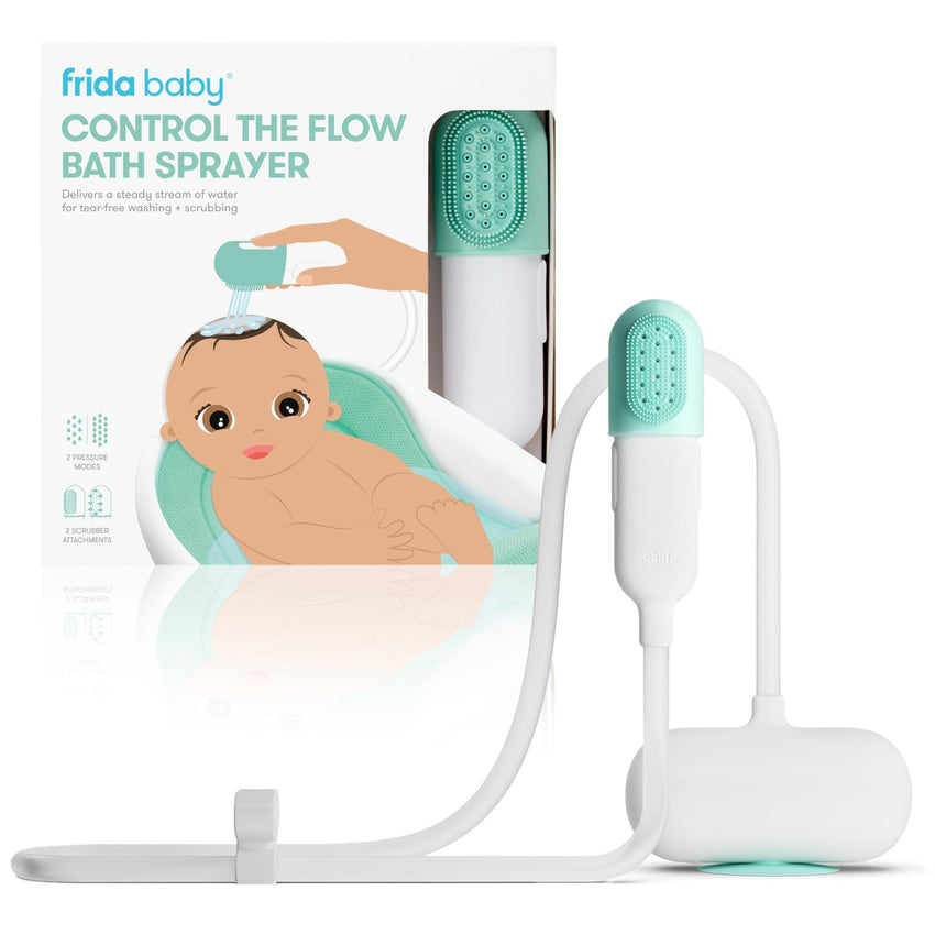 Frida Baby Control The Flow Bath Rinse Cup, Tear Free Rinser to Wash Hair and Body with Easy Grip Handle and Removable Rain Shower, Made in USA - 7DAY'S