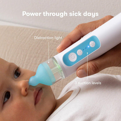 Frida Baby Electric NoseFrida Nasal Aspirator for Baby, Nose Sucker for Baby & Toddler, Upgraded Nasal Aspirator for Congestion + Allergy Relief with 3 Suction Levels, 2 Silicone Tips, USB - 7DAY'S