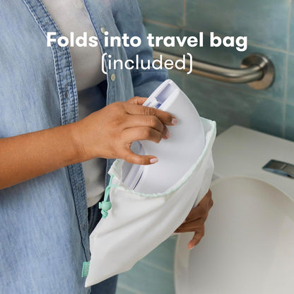 Frida Baby Fold - and - Go Portable Potty Seat for Toilet, Foldable Travel Potty Seat for Toddler, Fits Round & Oval Toilets, Non - Slip Base, Handles, Includes Free Travel Bag - 7DAY'S